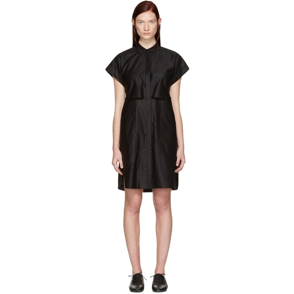 Rag & Bone 'ara' Tie‎ Back Shirt Dress in Black Tencel Cotton Blend Mini size XS